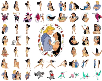 Pocahontas SVG Bundle, Princess Clipart PNG, Pocahontas and Animals SVG, John Smith Clipart, Cricut Cut Files, Sublimation Designs Pack