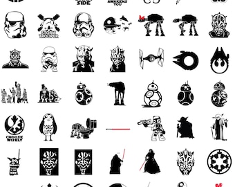 Star Wars SVG Bundle, Darth Vader Stormtrooper Clipart, Jedi Sith Mandalorian PNG, Lightsaber Silhouette, Cricut Silhouette Digital Download