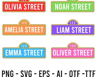 Street Sign Svg, Custom Street Sign, Street Logo Cricut Font, Street Svg Sign, Street Sign Personalize, Street Sign Png, Street Sign clipart