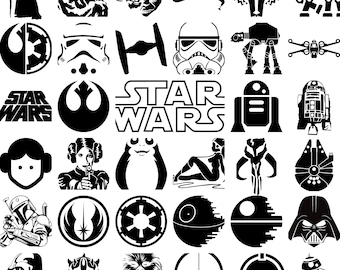 Pakiet Star Wars SVG, Mandalorian SVG, Clipart Jedi i Sith, Yoda Darth Vader Stormtrooper PNG, Pliki Galaxy Cut dla Cricut Silhouette