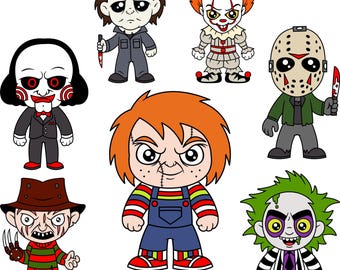 Horror SVG-bundel, enge Halloween SVG-bestanden, horrorfilm Svg, Spooky Clipart, Horror Png, Cricut Svg, silhouet, digitale download