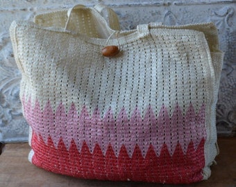 Vintage Tri Colored Tote/Market Bag