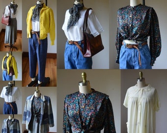 Vintage 12 Piece Capsule Wardrobe Women's XS/S 4/6, Collection Of 12 Vintage Essential Wardrobe Pieces Size 4/6