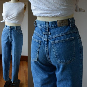 1980's High Waisted Tapered Denim Jeans By Brittania Women's Size 26/29, Vintage Tapered High Waisted Denim Jeans Women's Size 8/10 image 1