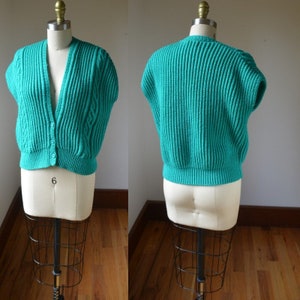 Vintage Button Down Sweater Vest Size Large By Littlewood Green, Vintage Green Sleeveless Sweater Vest Size Large