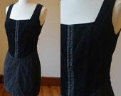 1980 39 s Short Black Corset Style Denim Velvet Dress By Guess Size Women 39 s XS, Black Fitted Above The Knee Dress By Guess Women 39 s Size 2 4