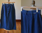 Vintage Denim Wrangler Skirt Size S, Vintage Dark Wash Denim Pencil Skirt Size Small By Wrangler, Vintage Wrangler Denim Skirt Size