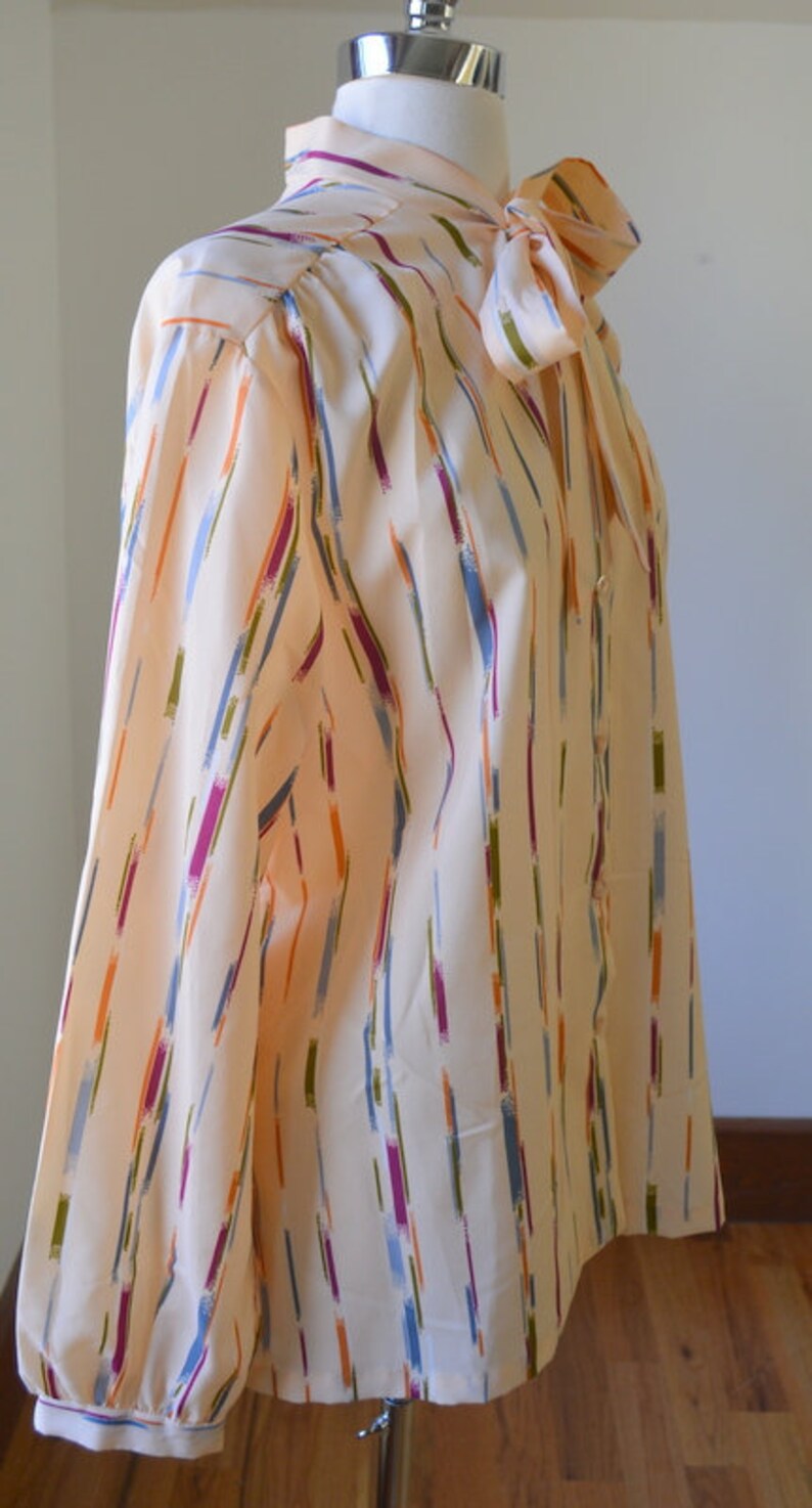 80/'s Classic Vintage Dress Blouse With Neck Tie Size Women/'s Extra Large Vintage Long Sleeve Essential Dress Blouse Size XL