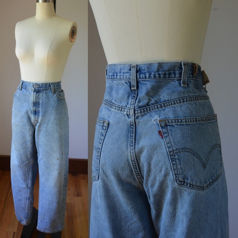 90'S Levi's 550-4834 Relaxed Fit Tapered Leg Denim Pants, Made in USA, Men's, Size W31, Vintage cotton blue type Vintage Second Hand