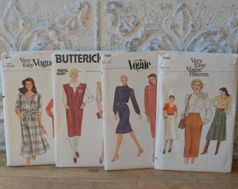 1980's Collection Of Four Vintage Patterns Butterick and Vogue