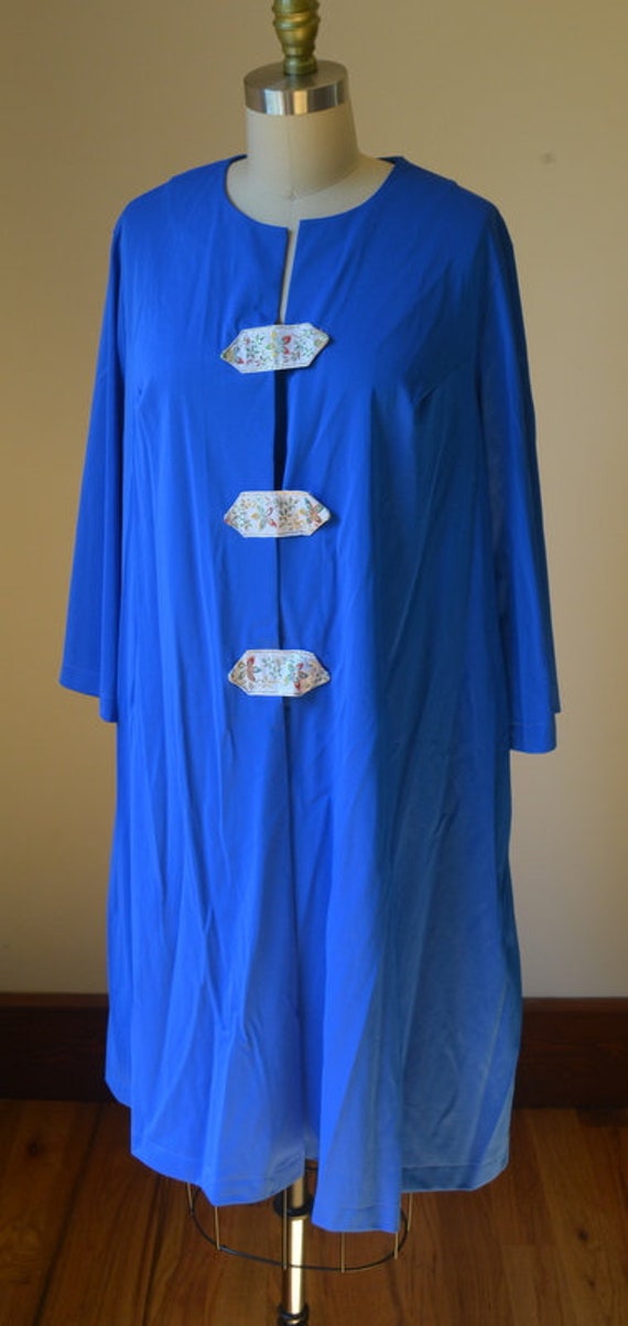 1980's Vintage Royal Blue Nylon Robe Women's Size… - image 2