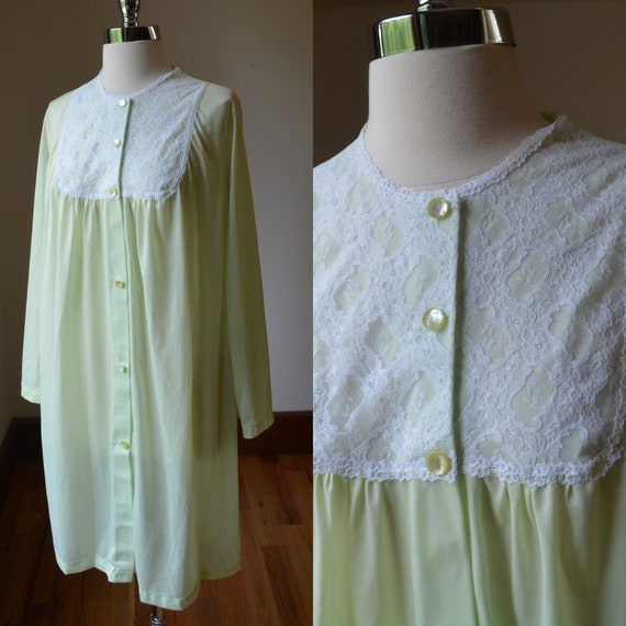 Vintage Lime Green Lace Nightgown Size Medium By … - image 1
