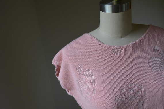 1980's Vintage Pink Short Sleeve Sweater By Kate … - image 9