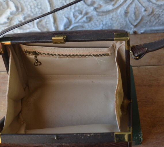 1940/50's Brown Leather Kelly Bag, Vintage Brown … - image 9