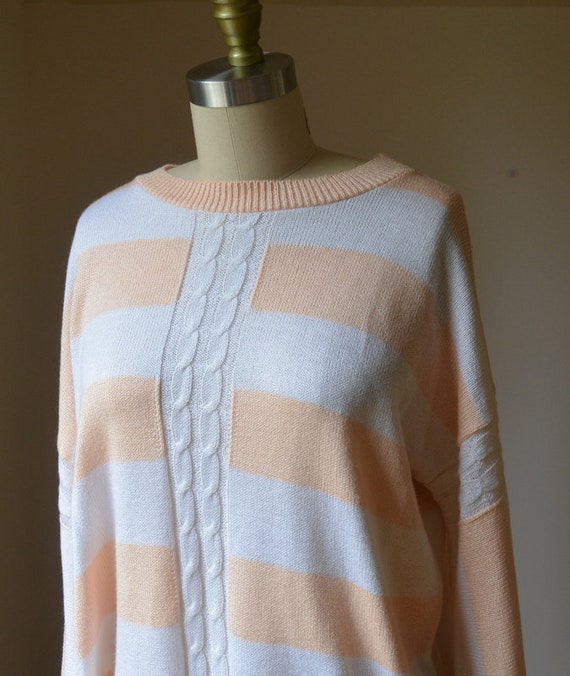 1990's Vintage Peach Slouchy Sweater Size Large, … - image 3
