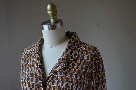 80's Vintage Brown Dress Blouse By Jordan Woman S… - image 4