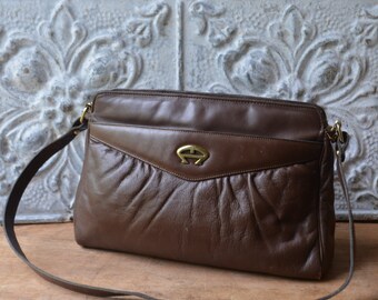 1980 s Etienne Aigner Milk Chocolate Brown Cross Body Leather Handbag Etsy