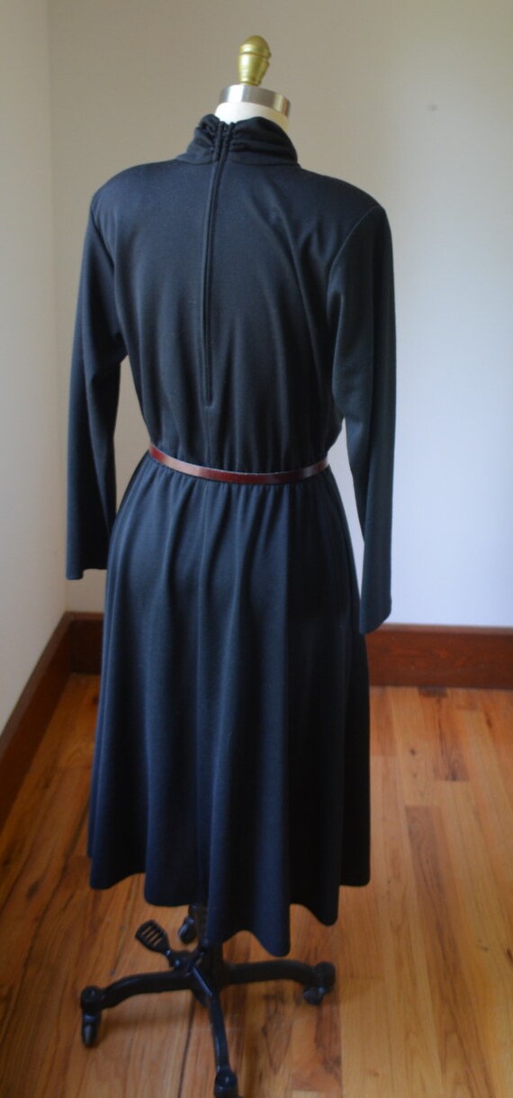 1980's Black Twisted Mockneck Long Sleeve Dress W… - image 8