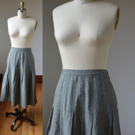 1970's Vintage Wool Pleated High Waisted Heather Gray - Etsy