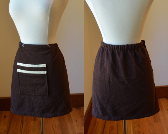 80's Vintage Brown Velour Bathing Suit Cover Size