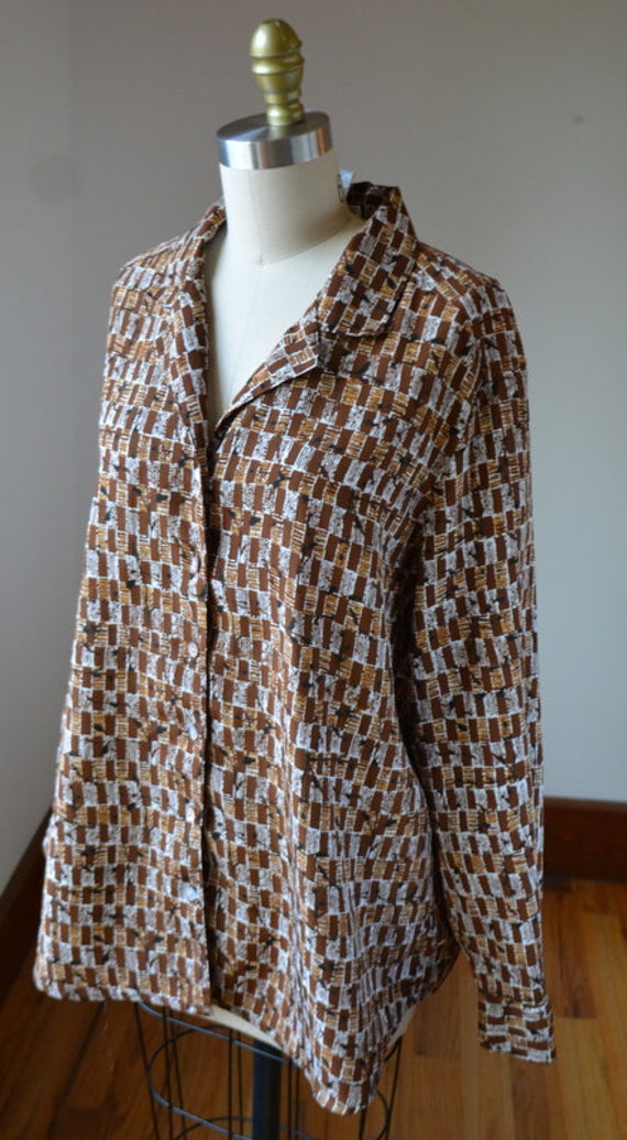 80's Vintage Brown Dress Blouse By Jordan Woman S… - image 2