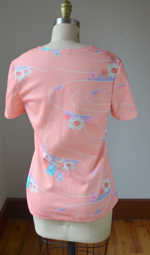 Vintage 70's Two Piece Pink Floral Top And Matchi… - image 9