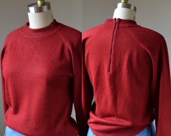 Vintage Maroon/Wine Fitted Mock Neck Sweater Size Small