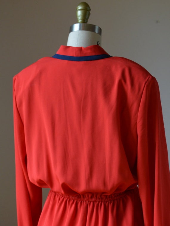 Vintage Bright Red Beautiful Blouson Dress By Han… - image 7