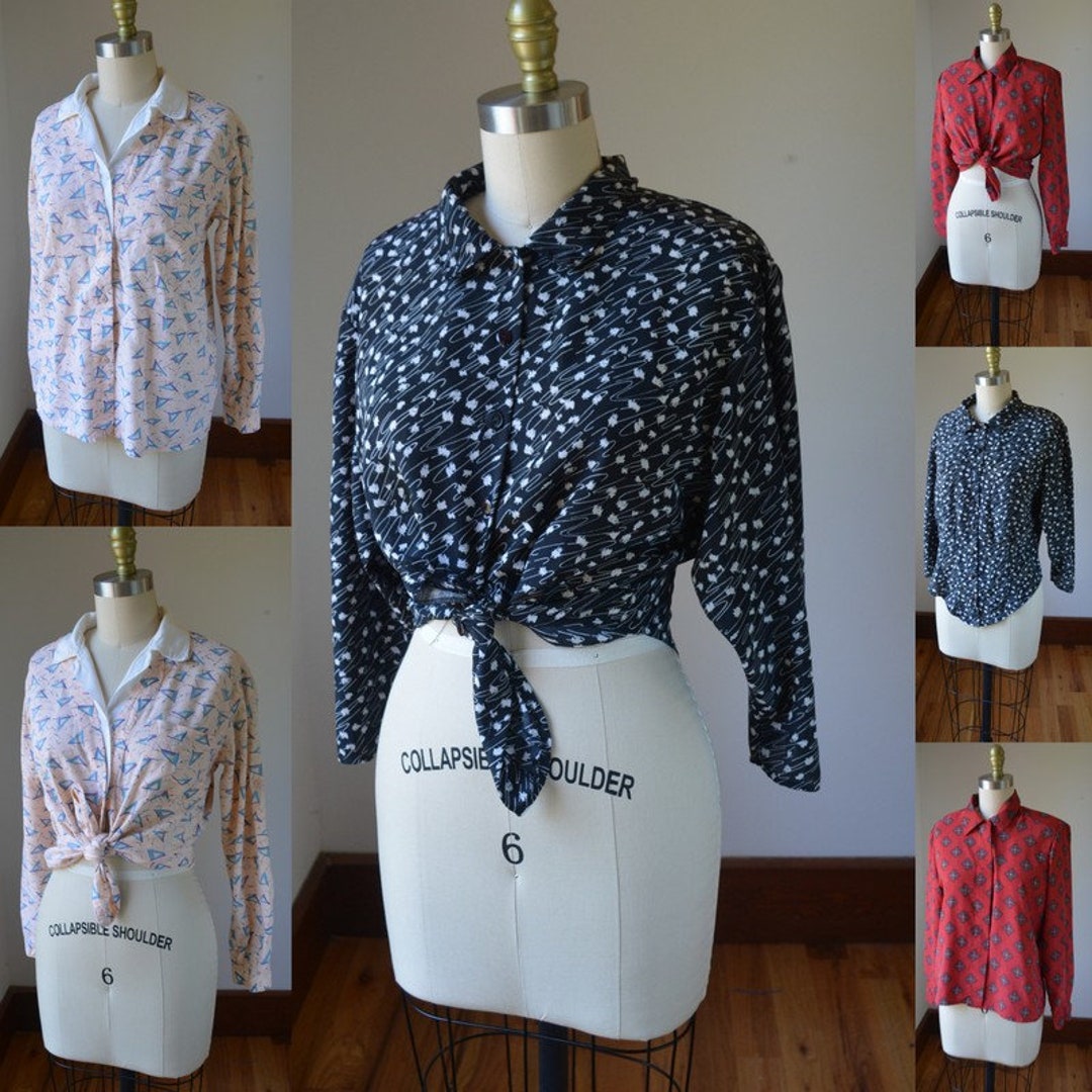Vintage Bundle of Three Button Down Dress Blouses Size Small ...