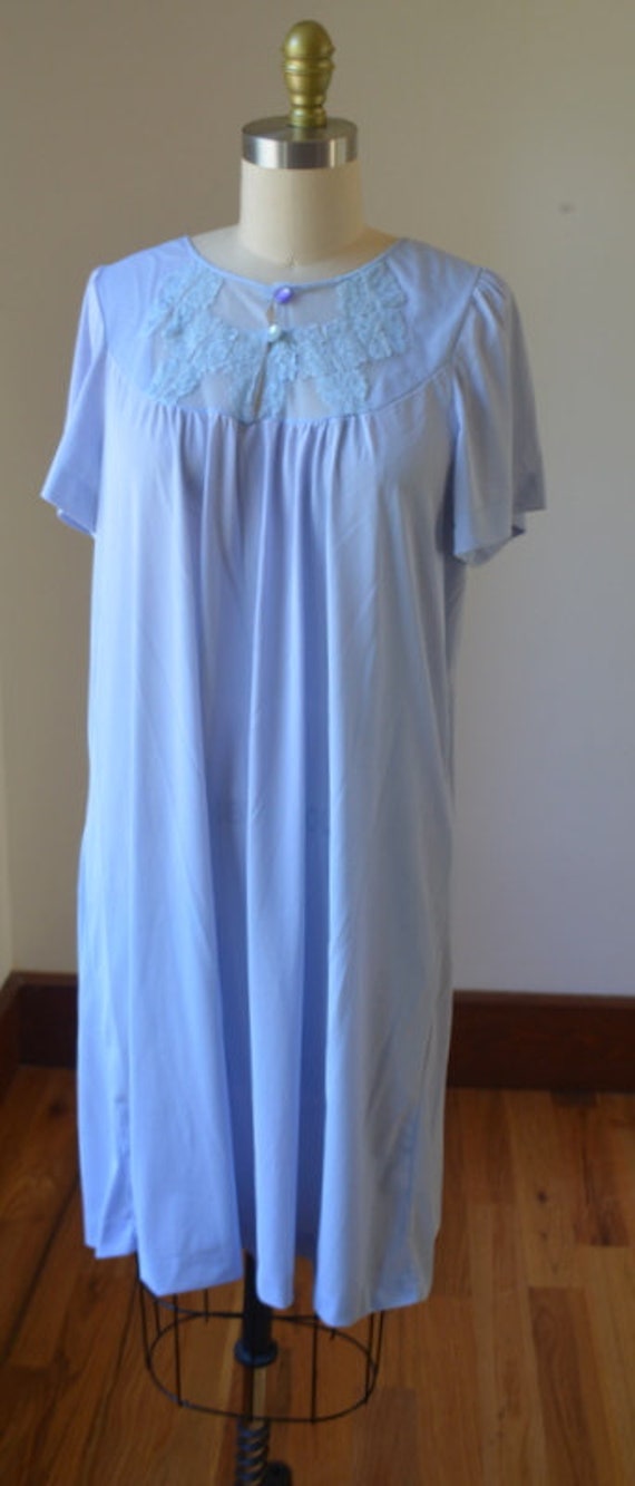 80's Vintage Nylon Purple/Gray Nightgown By Montg… - image 2