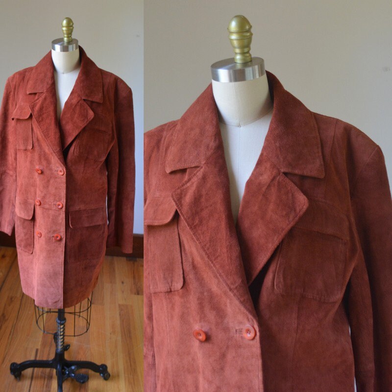 Vintage Red Waxed Suede 'Kara' Coat 12 14