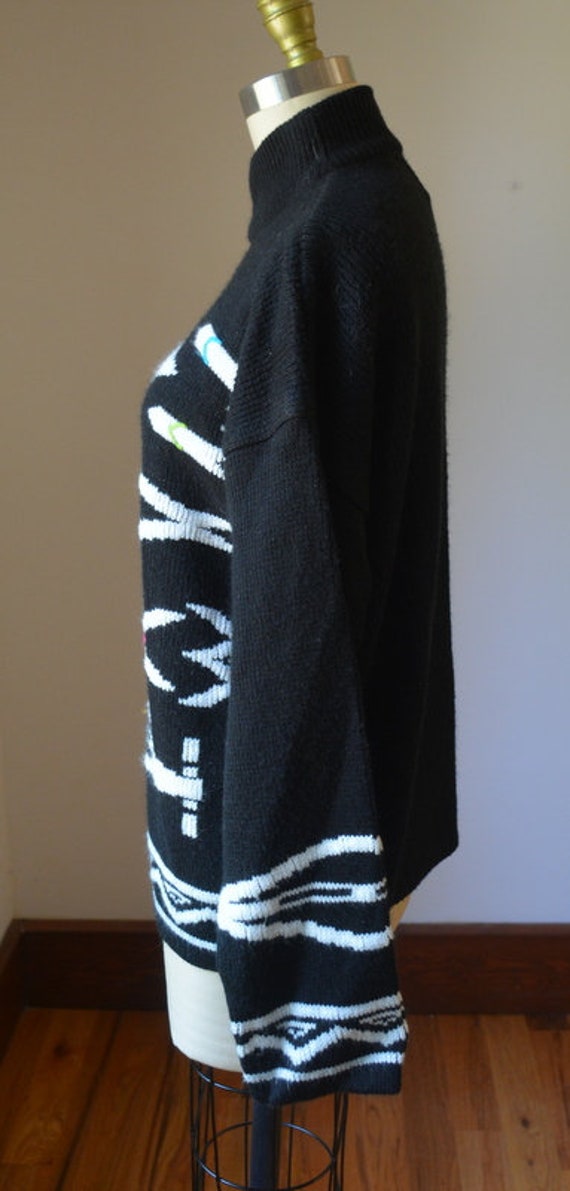 1990's Black Geometric Long Sleeve Sweater By Git… - image 5