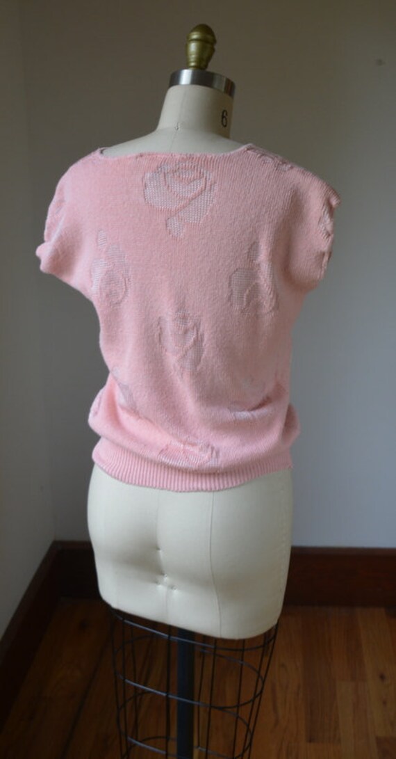 1980's Vintage Pink Short Sleeve Sweater By Kate … - image 8