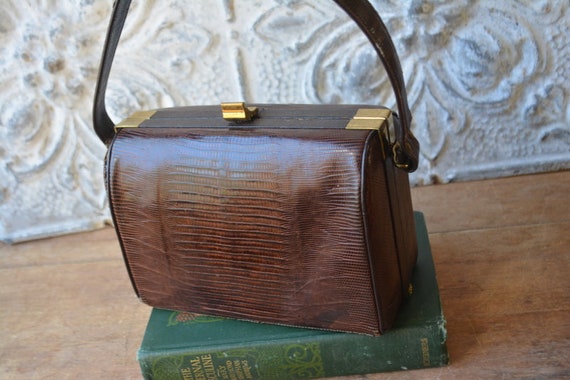1940/50's Brown Leather Kelly Bag, Vintage Brown … - image 7