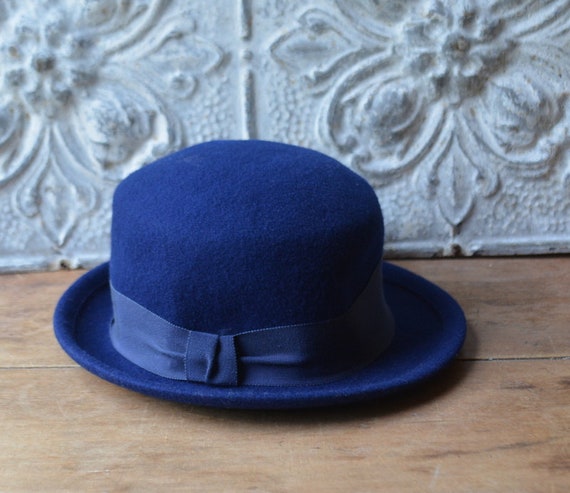 Vintage 1990's Blue Wool Felt Hat Size Small By S… - image 2