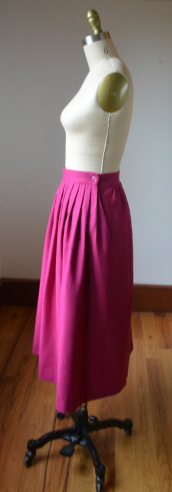 80’s Irish Made Bright Pink Pleated Skirt With Po… - image 5