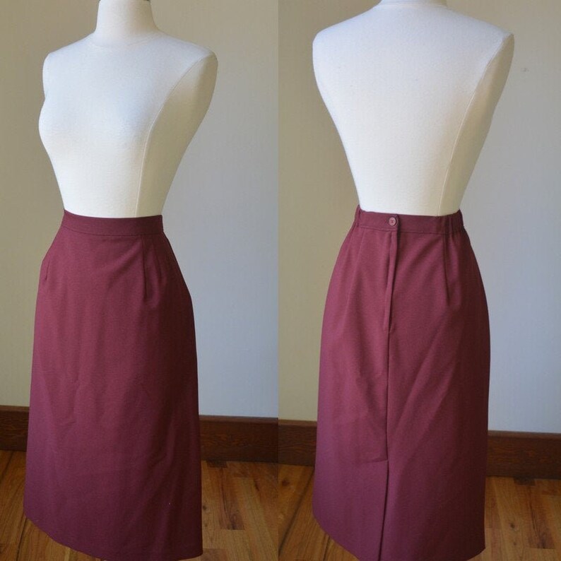 Vintage Wine Colored Simple Straight Skirt Small 6 80\u2019s Vintage Burgundy Straight Simple Essential Skirt By Southern Lady Size Women/'s 6