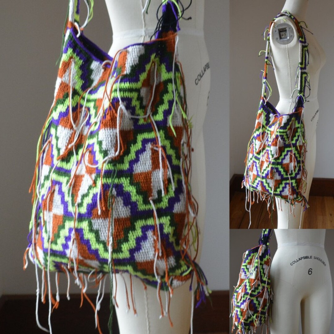Vintage Solid Color Simple Handbag Knit Tote Bag