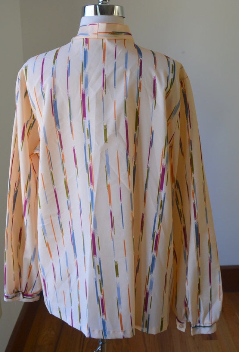 80/'s Classic Vintage Dress Blouse With Neck Tie Size Women/'s Extra Large Vintage Long Sleeve Essential Dress Blouse Size XL