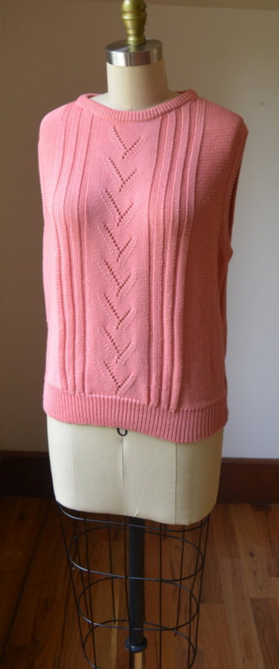 1980's Vintage Pink Sleeveless Sweater By Attitud… - image 2