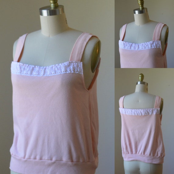 1980's Vintage Pink/Peach Handmade Summer Top Wit… - image 1