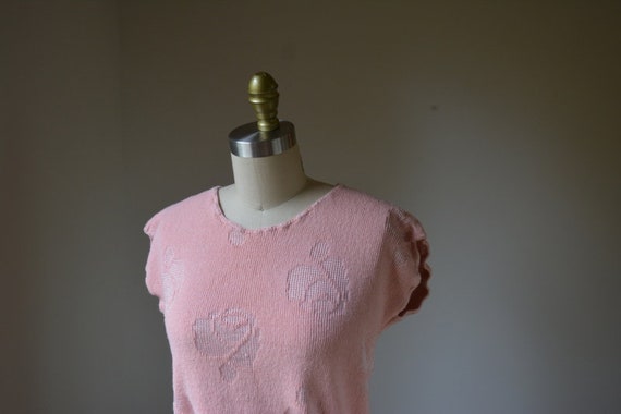 1980's Vintage Pink Short Sleeve Sweater By Kate … - image 5