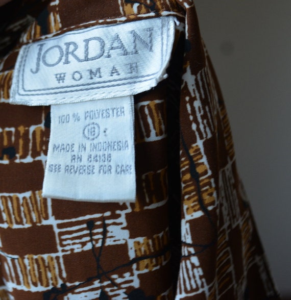 80's Vintage Brown Dress Blouse By Jordan Woman S… - image 8