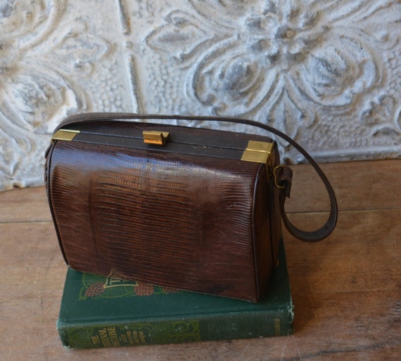 1940/50's Brown Leather Kelly Bag, Vintage Brown … - image 3