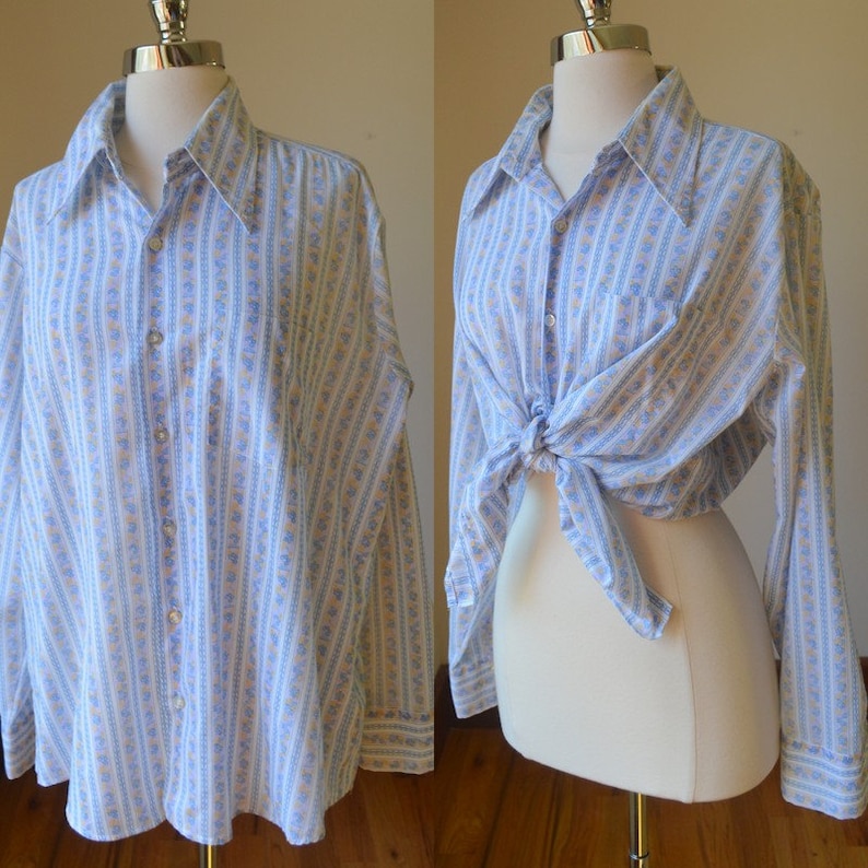Vintage Button Down Well Worn Shirt Size Xl 70/'s Vintage Light Weight Long Sleeve Button Down By Towncraft JcPenny Size XL