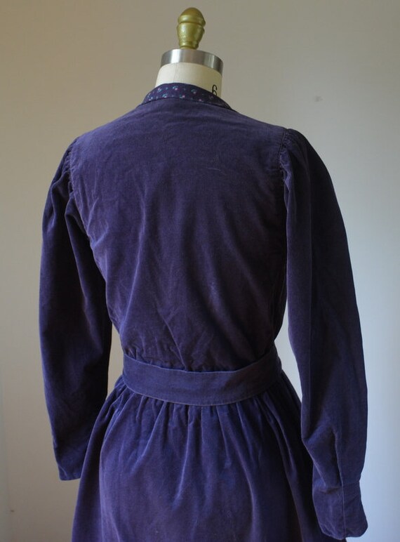 Vintage Deep Purple Corduroy Apron Dress With Poc… - image 7