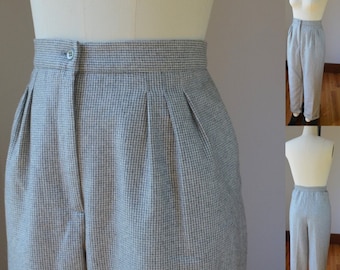 Vintage Gray Tweed Pleated Wool Lined Trousers Women's Size 35/26 Measured By Liz Claiborne