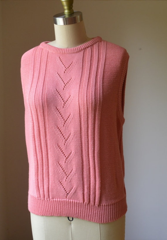 1980's Vintage Pink Sleeveless Sweater By Attitud… - image 3