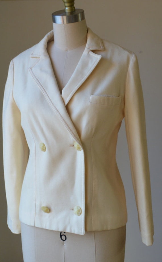 1980's Cropped Fitted Ivory/off white Basic Essen… - image 3