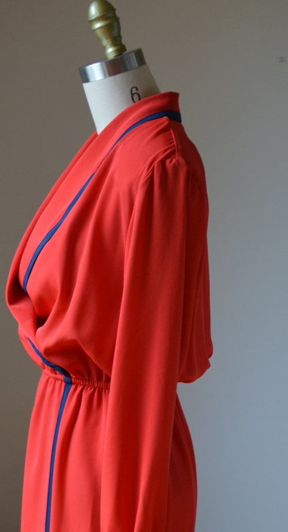 Vintage Bright Red Beautiful Blouson Dress By Han… - image 5